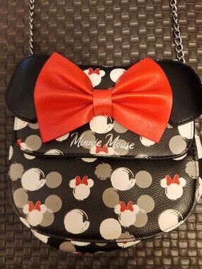 Minnie Mouse Handbag Loungefly Disney Crossbody Purse Black Red Bow
